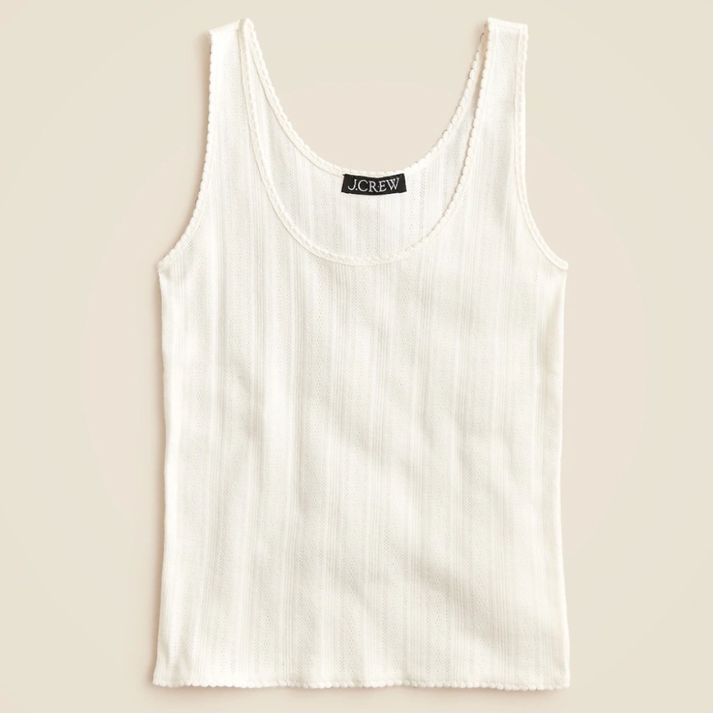 J. Crew Cream Pointelle Ribbed Scoop-Neck Tank Top